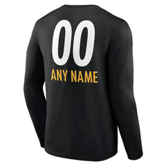 Pittsburgh Steelers Personalized Name & Number Team Wordmark Long Sleeve T-Shirt - Black on sale