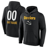 Pittsburgh Steelers Personalized Name & Number Team Wordmark Pullover Hoodie - Black cheap