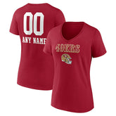 San Francisco 49ers Women's Personalized Name & Number Team Wordmark V-Neck T-Shirt - Scarlet online