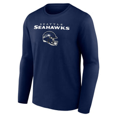 Seattle Seahawks Personalized Name & Number Team Wordmark Long Sleeve T-Shirt - College Navy cheap