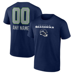 Seattle Seahawks Personalized Name & Number Team Wordmark T-Shirt - College Navy sale