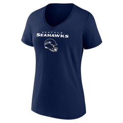 Seattle Seahawks Women's Personalized Name & Number Team Wordmark V-Neck T-Shirt - College Navy for sale