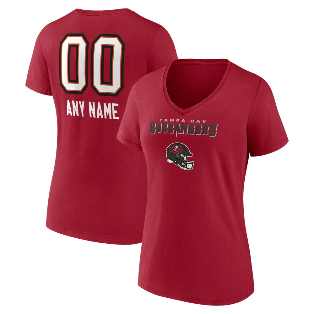 Tampa Bay Buccaneers Women's Personalized Name & Number Team Wordmark V-Neck T-Shirt - Red online