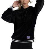 New York Knicks Lusso Women's Nellie Oversized Velour Pullover Hoodie - Black cheap