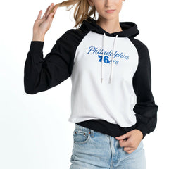 Philadelphia 76ers Lusso Women's Marlowe Tri-Blend Raglan Pullover Hoodie - White on sale