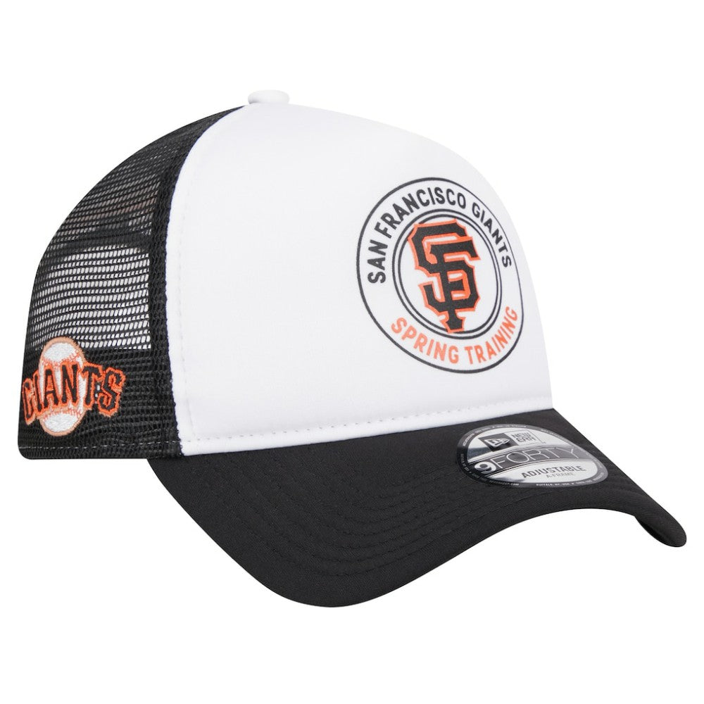 San Francisco Giants Spring Training Circle Foam A-Frame 9FORTY Trucker Adjustable Hat - White/Black | New Era