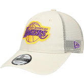 Los Angeles Lakers Rough Edge Logo Trucker 9TWENTY Adjustable Hat - Cream | New Era on sale