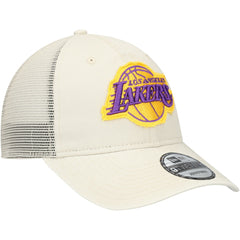 Los Angeles Lakers Rough Edge Logo Trucker 9TWENTY Adjustable Hat - Cream | New Era on sale