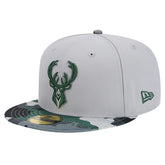 Milwaukee Bucks Active Color Camo Visor 59FIFTY Fitted Hat - Gray | New Era outlet