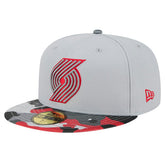 Portland Trail Blazers Active Color Camo Visor 59FIFTY Fitted Hat - Gray | New Era for sale