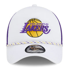 Los Angeles Lakers Court Sport Foam A-Frame 9FORTY Adjustable Trucker Hat - White/Purple | New Era online