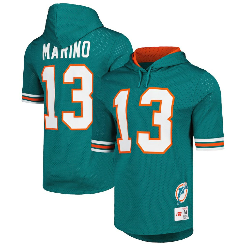 Dan Marino Miami Dolphins Retired Player Name & Number Mesh Hoodie T-Shirt - Aqua online