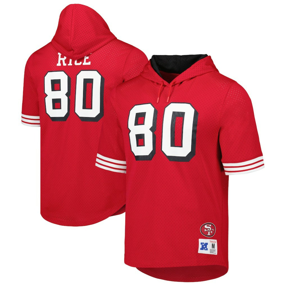 Jerry Rice San Francisco 49ers Retired Player Name & Number Mesh Hoodie T-Shirt - Scarlet discount