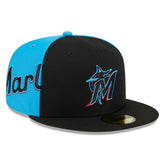 Miami Marlins Gameday Sideswipe 59FIFTY Fitted Hat - Black/Blue | New Era