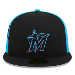 Miami Marlins Gameday Sideswipe 59FIFTY Fitted Hat - Black/Blue | New Era