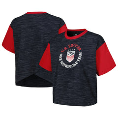 USWNT 5th & Ocean by New Era Women's Athletic Cross Back Cropped T-Shirt - Navy | New Era shop