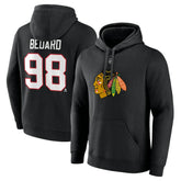 Connor Bedard Chicago Blackhawks Fanatics Authentic Stack Name & Number Tri-Blend Pullover Hoodie Black