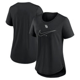 Tampa Bay Rays Women's Big Swoosh Tri-Blend Scoop Neck T-Shirt - Black | Nike