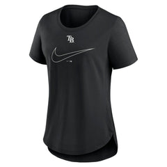 Tampa Bay Rays Women's Big Swoosh Tri-Blend Scoop Neck T-Shirt - Black | Nike
