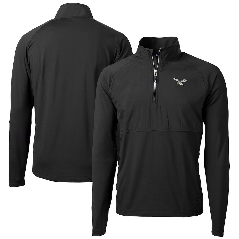 Philadelphia Eagles Cutter & Buck Adapt Eco Knit Hybrid Recycled Quarter-Zip Pullover Jacket - Black cheap