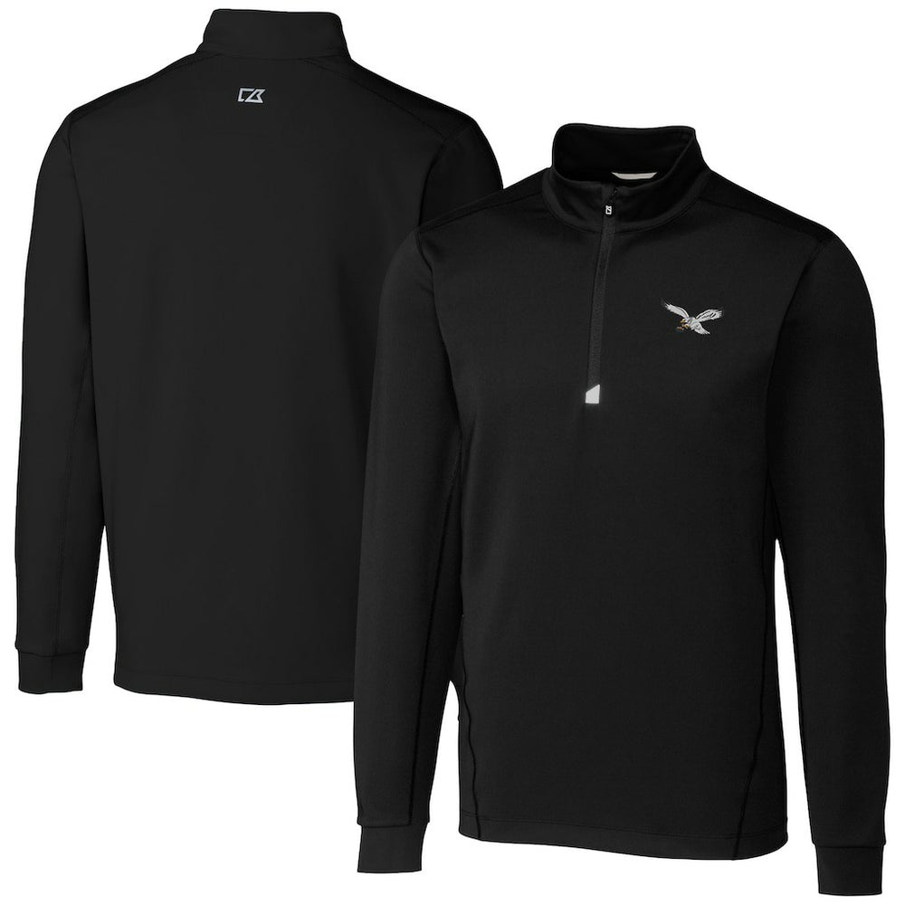 Philadelphia Eagles Cutter & Buck Traverse Stretch Quarter-Zip Pullover - Black for sale