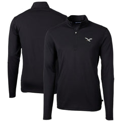 Philadelphia Eagles Cutter & Buck Virtue Eco Pique Recycled Quarter-Zip Pullover - Black on sale
