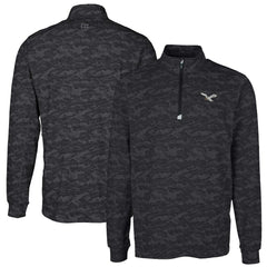 Philadelphia Eagles Cutter & Buck Traverse Camo Print Stretch Quarter-Zip Pullover - Black outlet