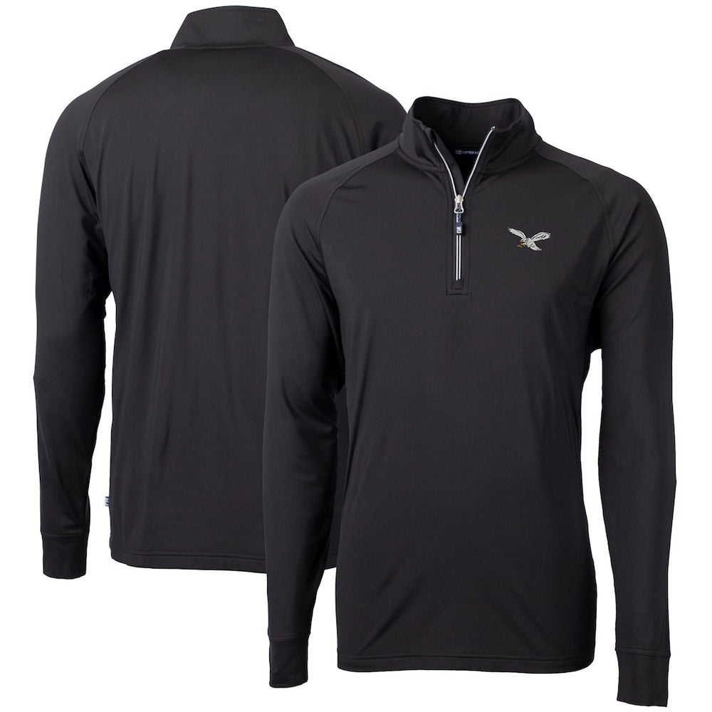 Philadelphia Eagles Cutter & Buck Eco Knit Stretch Recycled Quarter-Zip Pullover - Black sale