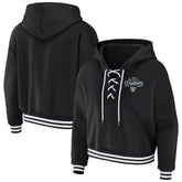 Las Vegas Raiders WEAR by Erin Andrews Women's Lace-Up Pullover Hoodie - Black outlet
