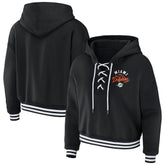 Miami Dolphins WEAR by Erin Andrews Women's Lace-Up Pullover Hoodie - Black sale