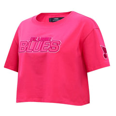 St. Louis Blues Pro Standard Women's Triple Pink Cropped Boxy T-Shirt