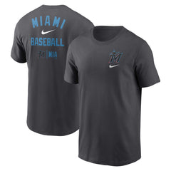 Miami Marlins Logo Sketch Bar T-Shirt - Charcoal | Nike