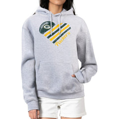 Green Bay Packers G-III 4Her by Carl Banks Women's Heart Graphic Fleece Pullover Hoodie - Heather Gray online
