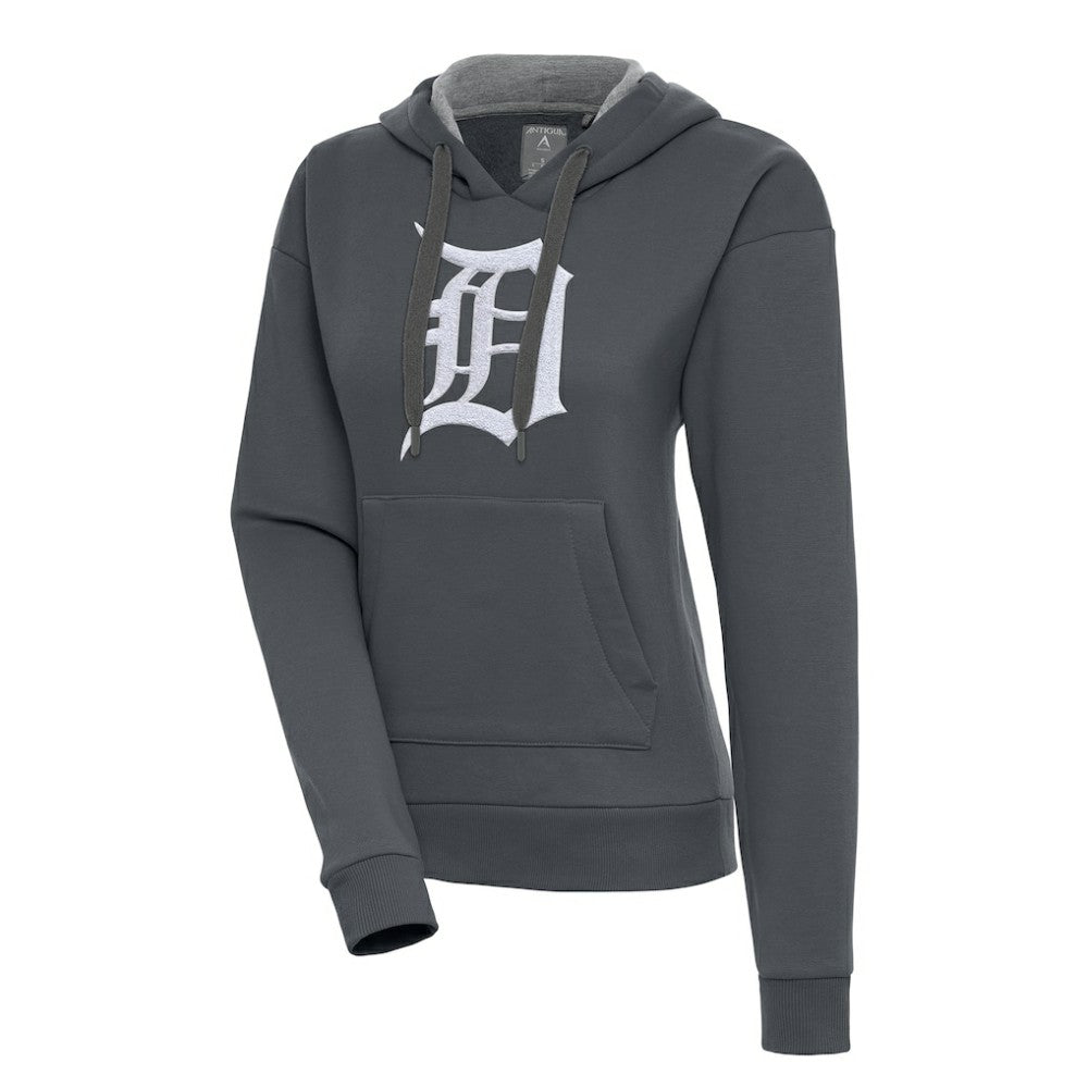 Detroit Tigers Antigua Women's Victory Pullover Hoodie - Charcoal