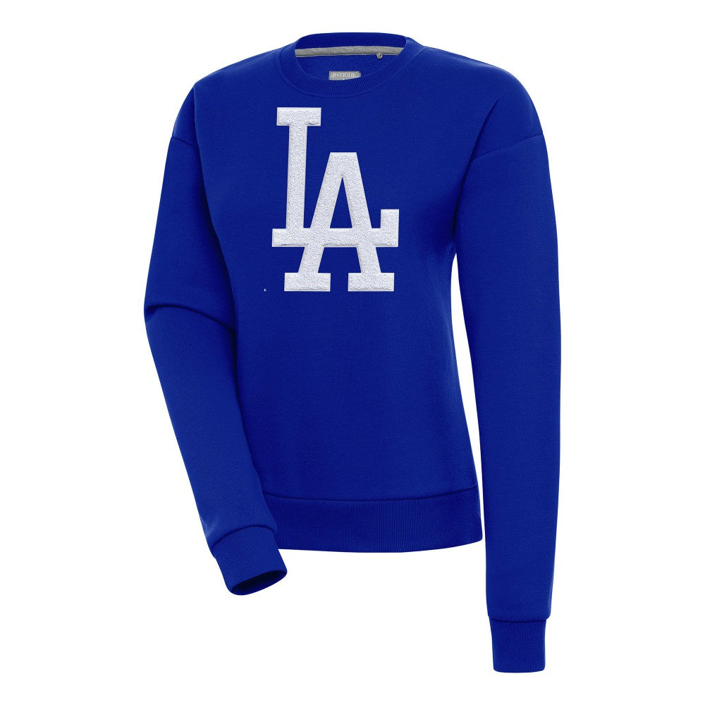 Los Angeles Dodgers Antigua Women's Victory Chenille Pullover Sweatshirt - Royal