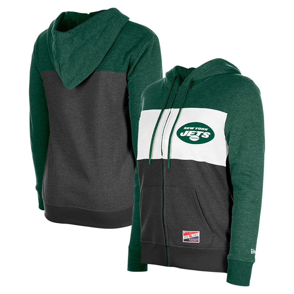 New York Jets New Era Women's Color-Block Full-Zip Hoodie - Green cheap