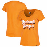 Cincinnati Bengals New Era Women's Enzyme Wash Low V-Neck T-Shirt - Orange sale