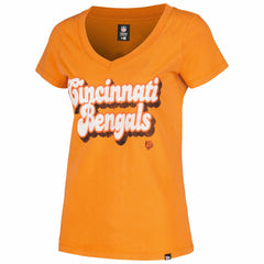 Cincinnati Bengals New Era Women's Enzyme Wash Low V-Neck T-Shirt - Orange sale
