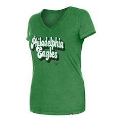 Philadelphia Eagles New Era Women's Enzyme Wash Low V-Neck T-Shirt - Green discount