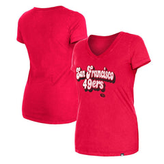 San Francisco 49ers New Era Women's Enzyme Wash Low V-Neck T-Shirt - Scarlet discount