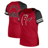 Arizona Cardinals New Era Women's Lace-Up Raglan T-Shirt - Cardinal discount