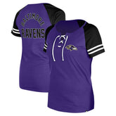 Baltimore Ravens New Era Women's Lace-Up Raglan T-Shirt - Purple sale