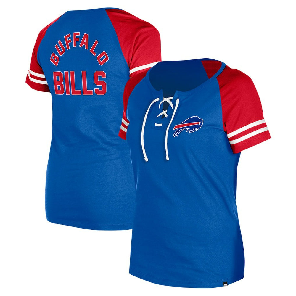 Buffalo Bills New Era Women's Lace-Up Raglan T-Shirt - Royal cheap