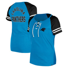 Carolina Panthers New Era Women's Lace-Up Raglan T-Shirt - Blue online