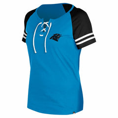 Carolina Panthers New Era Women's Lace-Up Raglan T-Shirt - Blue online