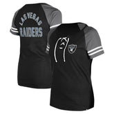 Las Vegas Raiders New Era Women's Lace-Up Raglan T-Shirt - Black outlet