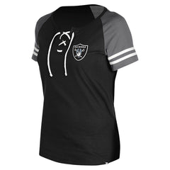 Las Vegas Raiders New Era Women's Lace-Up Raglan T-Shirt - Black outlet