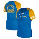 Los Angeles Chargers New Era Women's Lace-Up Raglan T-Shirt - Powder Blue for sale