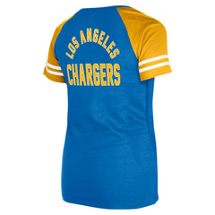 Los Angeles Chargers New Era Women's Lace-Up Raglan T-Shirt - Powder Blue for sale