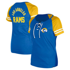 Los Angeles Rams New Era Women's Lace-Up Raglan T-Shirt - Royal for sale